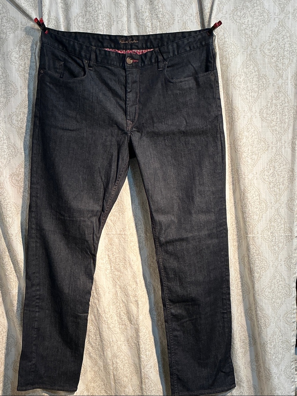Robert Graham Men's Straight Jeans in Dark Blue